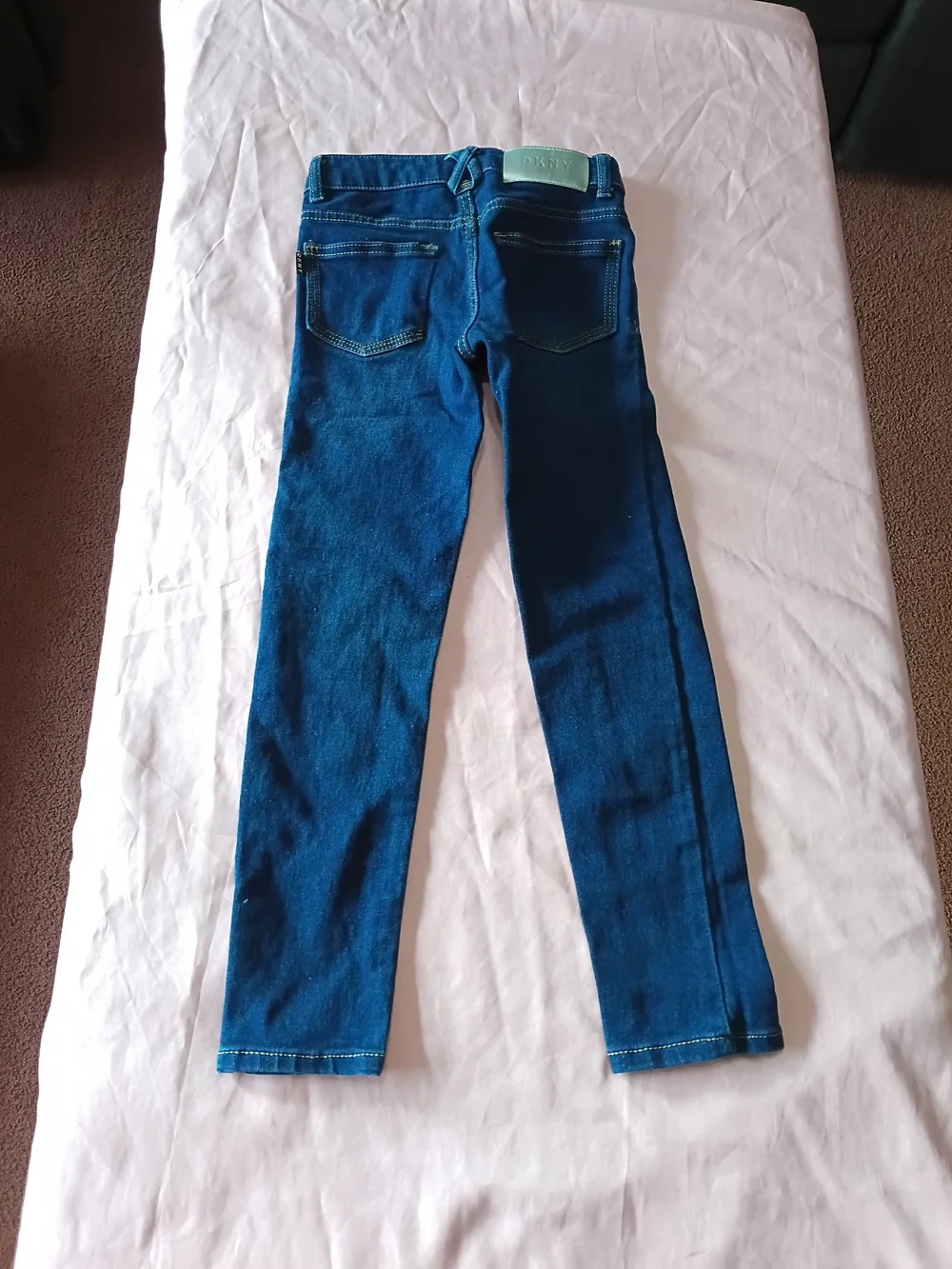 Girls Pink Sequin 'LOVE' Tank Top & Blue Denim Leggings Set Size 7/8